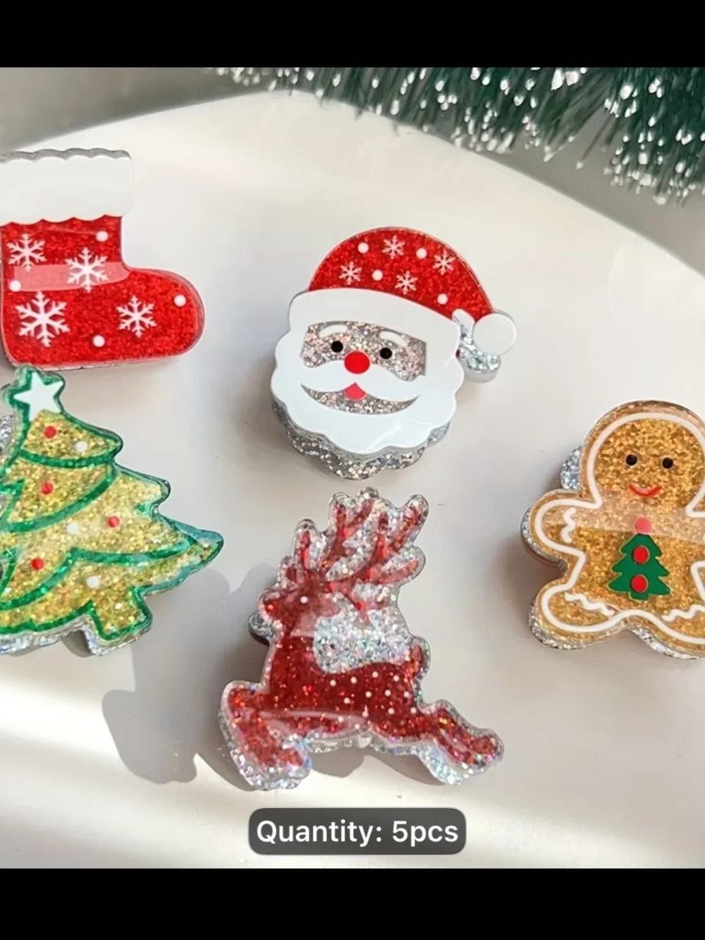 Festive Christmas hair clip set of 5 kids new